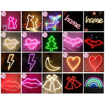 Neonskilt LED-neonlys USB/batteridrevet vegglampe for soverom hjemme bar fest festival jul bryllup - regnbueformet