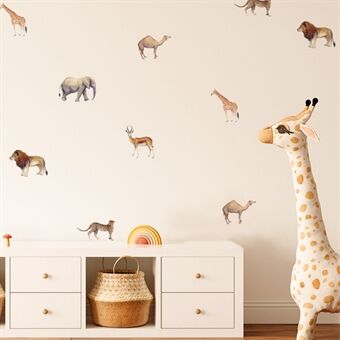 18 stk/sett tegneseriedyr veggklistremerker Kids giraff løve elefant PVC-dekal (ingen EN71-sertifisering)