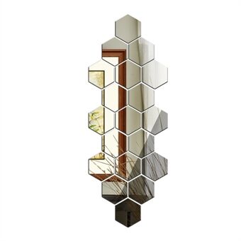 H01209 12 stk 20 x 17,3 x 10 cm sekskantet speil veggklistremerker for stue, soverom Akryl speilsett veggklistremerke