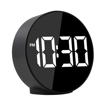LED Digital Alarm Stemmekontroll Rund skrivebord Batteridrevet elektronisk klokke med termometer