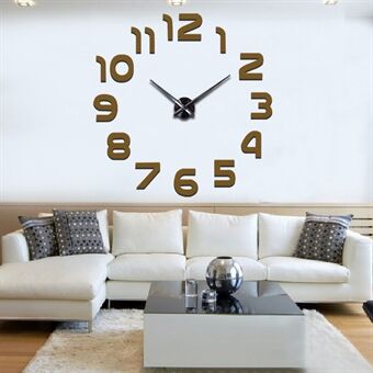 Moderne gjør-det- DIY Akrylspeil Fashion Veggklokke Speilklistremerker Quartz Clock Home Decor (batteri IKKE inkludert)