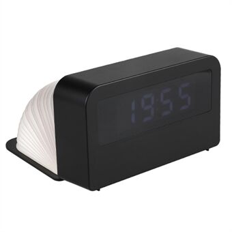 Y1 Creative Book-formet lys Vekkerklokke Time Display USB Oppladbar Smart Alarm Clock - Svart