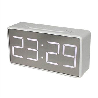 Mirror Digital Clock Snooze Bedside Alarm Clock with LED Display 12/24H Dual Format Clock (without Battery)