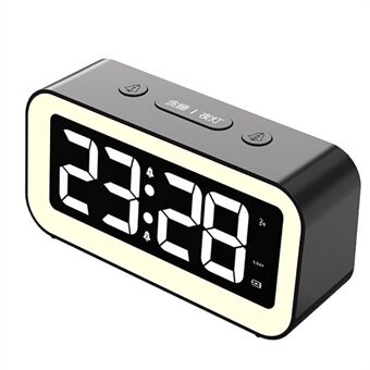 FY302 Digital Alarm Clock Voice Control Time Display LED Light Makeup Mirror for Office Home
