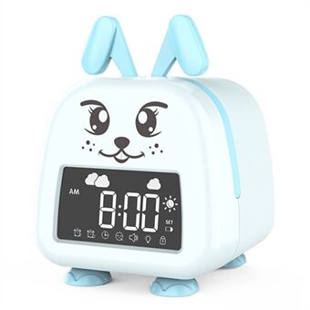 JS2726C Cute Rabbit Digital klokke Barn Søvntrening Alarm Kids Nattbord LED Nattlys Wake Up Clock - Babyblå