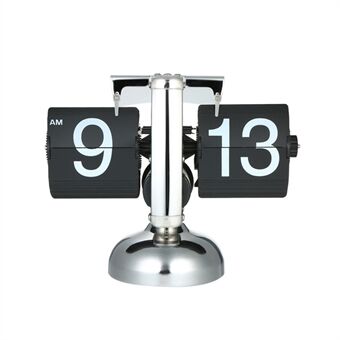 Desktop Retro Flip Over Clock Numerical Table Stand Clock Stainless Steel Gear Operated Flip Quartz Clock for Home Decor