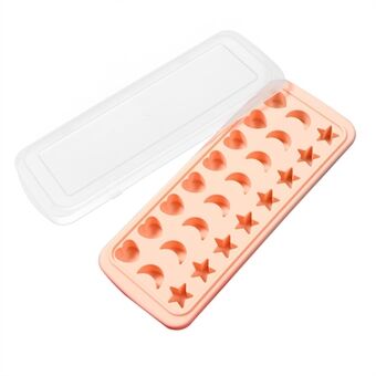 24-gitter hjerte Moon BPA-fri silikon isbitbrett godteriform med avtakbart lokk (uten FDA-sertifikat)