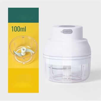 100 ml BPA-fri mini elektrisk hvitløksknuser Kvernmaskin USB-grønnsakskjøttkutter (ingen FDA-sertifisering)