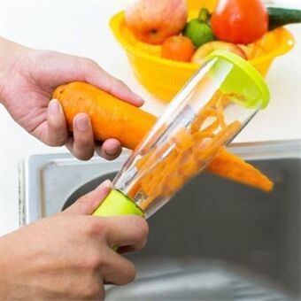 Manuell Potet-/Grønnsaks-/Fruktskreller i Rustfritt Stål - Med Beholder