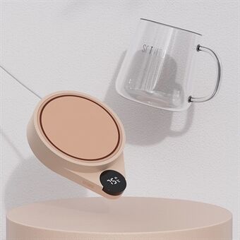 SOTHING Intelligent Digital Display Mug Heater Coaster Cup Warmer Melkete Oppvarmingspute med 400 ml Glasskrus, EU-plugg (BPA-fri, ingen FDA-sertifikat)
