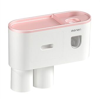 MENGNI Bathrooms tannbørsteholder Veggmontert 2 kopper tannbørsteholder med avtakbar tannkremdispenser, 4 børstespor