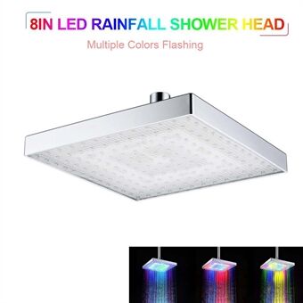LED regndusjhode Firkantet Head Automatisk RGB Head temperatursensor dusjhode for bad