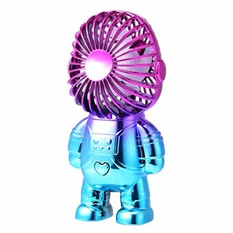Elektroplettering Astronaut ABS Mini Håndholdt Desktop Fan Sommer Fan Cooler med Gradient Light