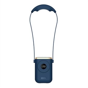 Bladløs bærbar nakkevifte USB oppladbar handsfree 3 vindhastigheter personlig kjølevifte kjøling med skjerm