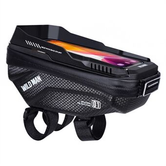 WILD MAN Bike Bicycle Phone Mount Bag 1L Waterproof Front Frame Top Tube Handlebar Bag with Touch Screen Sports Cycling Pack
