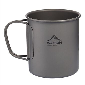 WIDESEA WSTT-375ML Ultralett kopp av titanlegering 375 ml vannkrus med sammenleggbart håndtak (ingen FDA-sertifisering, BPA-fri) for Outdoor campingpiknik