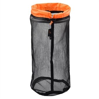 LUCKSTONE Størrelse M Fiskenett Flerbruksklær Organizer Outdoor bruk Sammenleggbar vaskepose Nettingveske med snøring for campingreiser - svart / oransje