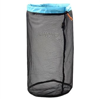 LUCKSTONE Størrelse XL Sammenleggbar vaskepose Stor kraftig oppbevaringspose for skitne våte klær Fiskenett for reise og camping - svart / blå