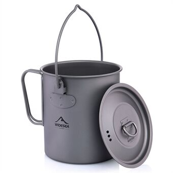 WIDESEA WSTC-102 Camping Titanium Hengegryte Lett bærbar 750 ml kopp for fotturer Klatring Outdoor matlagingsverktøy (ingen FDA, BPA-fri)