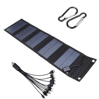 Monokrystallinsk sammenleggbar Solar bærbar Outdoor strømgenerator med karabinkrok og kabel