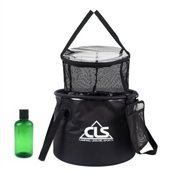 CLS 4 stk Outdoor avløpskurvsett med nettingpose på siden + 220 ml bærbar sammenleggbar flaskebøtte