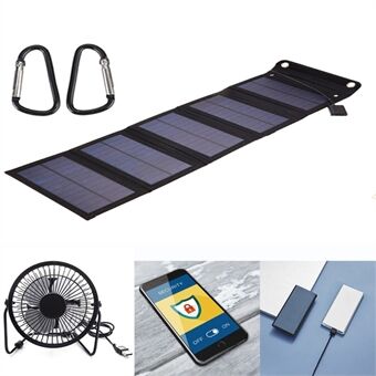 15W bærbar Outdoor Solar 5 sammenleggbare Solar USB-telefonlading Power Bank