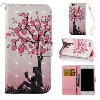 3D Vivid Pattern Wallet Leather Case Stand for iPhone 6s 6 4,7 tommer