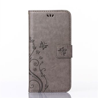 Imprint Butterfly Flower Leather Wallet Case for iPhone 6s / 6 4,7-tommers