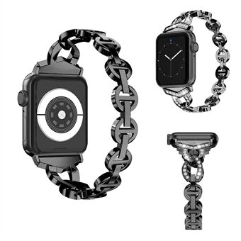 8-formet Shiny diamantklokkerem i metall til Apple Watch Series 6 / SE / 5/4 40mm / Series 3/2/1 Watch 38mm - Svart