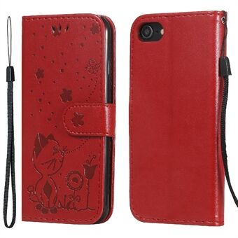 Imprint Cat and Bee Pattern Full Protection Card Slots Lommebok PU Leather Flip-telefonveske med Stand for iPhone 7 / iPhone 8 / iPhone SE 2020/2022