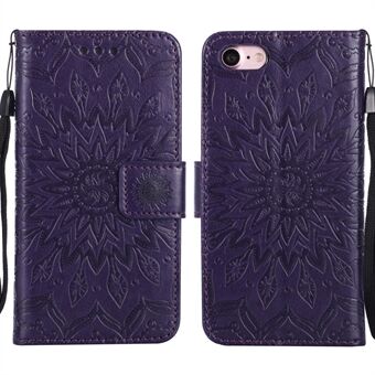 Sun Flower Imprinting Leather Wallet Stand Phone Cover Flip Case for iPhone 7/8 / SE (2. generasjon)