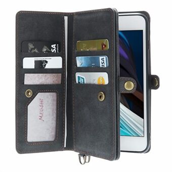 Stand 021-serien avtakbar lommebok magnetisk absorpsjon PU-lær telefonstativdeksel for iPhone 6 4,7 tommer / 7 4,7 tommer / 8 4,7 tommer / SE (2. generasjon)