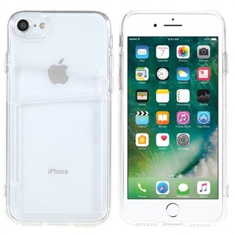 For iPhone SE (2. generasjon) / 7/8 4,7 tommers klar, fleksibel TPU-beskyttende telefonveske med myk hud med doble kortholderspor