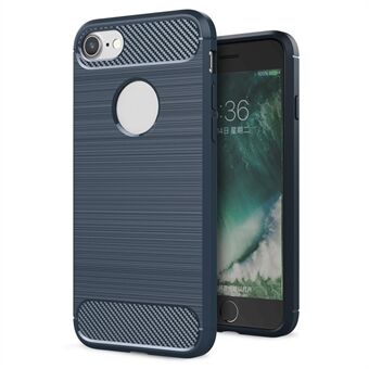 For iPhone 7 / iPhone 8 / iPhone SE 2020/2022, Brushed TPU Anti-Scratch Shockproof Carbon Fiber Protective Back Case