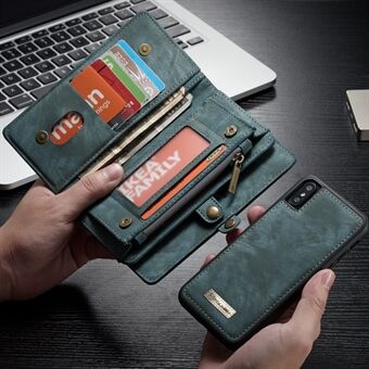 CASEME Avtakbar 2-i-1 multi-slot lommebok PU-lærveske for iPhone X 5,8 tommer
