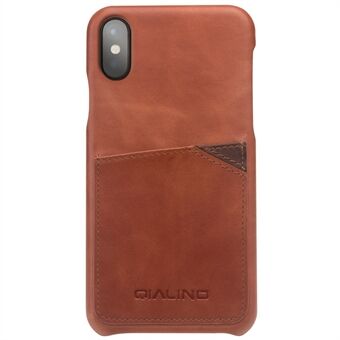QIALINO Card Slot Cowhide Leather Coated PC Case for iPhone X  / Xs 5.8 inch