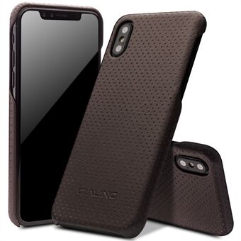QIALINO Mesh Holes Genuine Leather Coated PC Hard Case for iPhone X/ Xs 5.8 inch