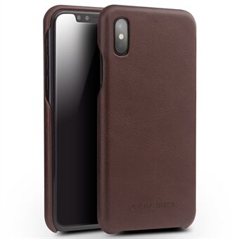 QIALINO Cowhide Leather Coated PC Back Casing for iPhone X / XS 5.8 inch Hard Phone Accessory