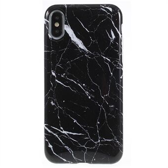 For iPhone XS/X 5,8 tommer marmormønster IMD TPU mobiltelefonveske - svart