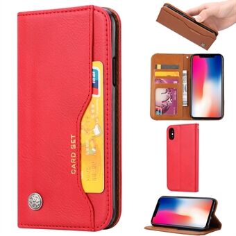 Auto-absorbed PU Leather Wallet Stand Case for iPhone XS / X 5.8 inch