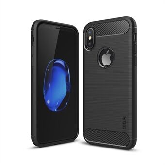 MOFI Carbon Fiber Texture Brushed Soft TPU Back Phone Case for iPhone XS/X 5.8 inch