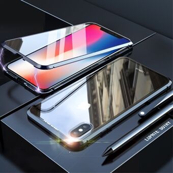 360 Degree Protection Magnetic Adsorption Front+Back Tempered Glass Cell Phone Case for iPhone XS / X 5.8 inch
