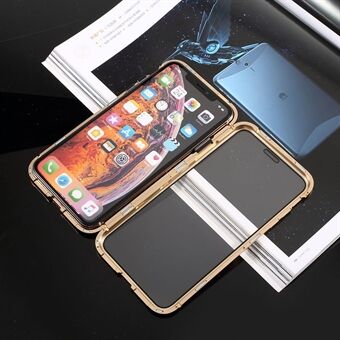 Fully Protection Magnetic Adsorption Metal Frame + Tempered Glass Phone Cover for iPhone X/XS 5.8 inch
