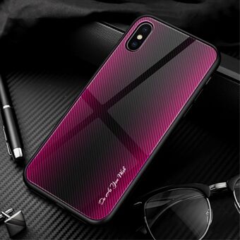 Texture Gradient Tempered Glass Back + Soft TPU Edge Phone Casing for iPhone XS/X 5.8 inch