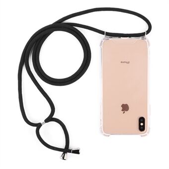 For iPhone X / XS 5.8 inch Glossy TPU+Acrylic withTextile Strap Anti-fall Casing