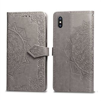 Embossed Mandala Flower Leather Wallet Case for iPhone XS / X 5,8 tommer