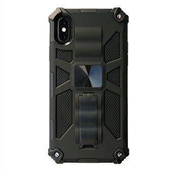 Kickstand Armor Dropproof PC TPU Hybrid Case with Magnetic Metal Sheet for iPhone XS/X 5.8-inch