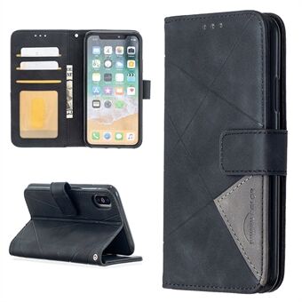 BF05 Leather Case Geometric Texture Wallet Stand Shell for iPhone X/XS 5.8 inch