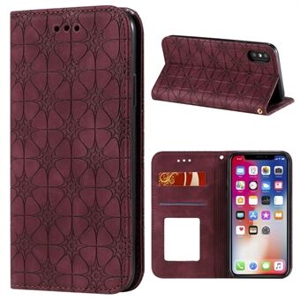 Imprint Flower Surface Auto-absorbed Cover with Card Slots for iPhone XS/X 5.8-inch