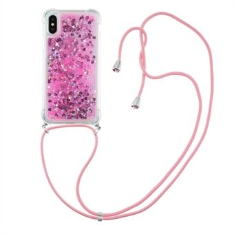 Glitter Quicksand Soft TPU Phone Case with Anti-lost Lanyard for iPhone X/XS